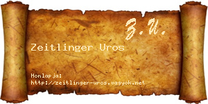 Zeitlinger Uros névjegykártya